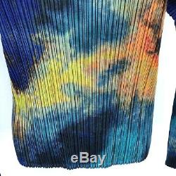 Issey Miyake Pleats Please High Neck Top Long Sleeve Gradient Print Blue Size 3