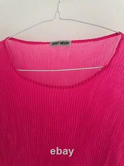 Issey Miyake Pleats Please Shocking Pink Long Sleeve Top One Size