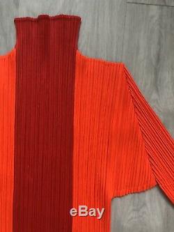 Issey miyake pleats please Orange / Red Long Sleeve Top. Excellent Condtion
