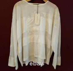 Ivan Grundahl White Cotton Painted Long-sleeve Top L Nwt Art To Wear