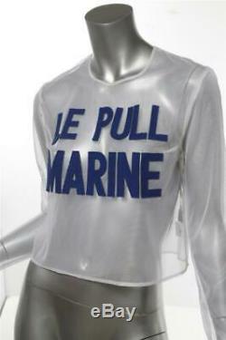 JACQUEMUS Womens White Mesh Long Sleeve Blue Le Pull Marine Top Blouse S 4/36