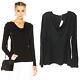 James Perse Black Draped Cowl Neck Long Sleeve Tee Top 4 = Xl Nwt Luxe