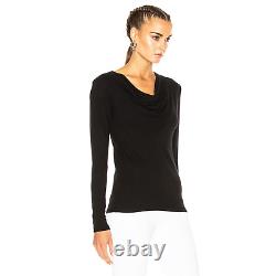 JAMES PERSE Black Draped Cowl Neck Long Sleeve Tee Top 4 = XL NWT Luxe