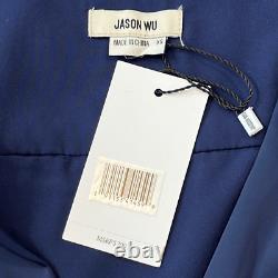 JASON WU Blue Satin Long Sleeve Blouse Top XS NWT