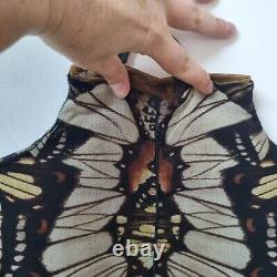 JEAN PAUL GAULTIER Soleil Rare Vintage Butterfly Print Long Sleeve Mesh Top Sz L
