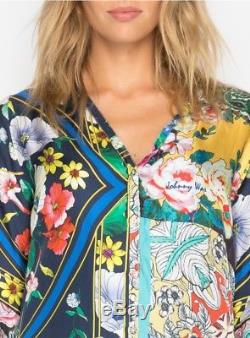 JOHNNY WAS Boho Button Down Floral Long Sleeve Multicolored Jacket top XXL NWT