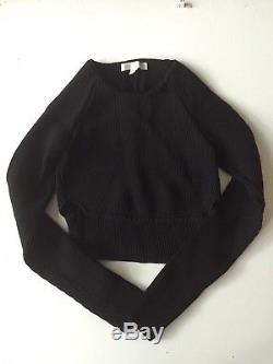 JONATHAN SIMKHAI Women's Black Size S Long Sleeve Cut Out Rib Knit Crop Top