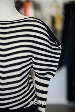 JUNYA WATANABE Comme Des Garcons Black VE Stripe Print Long Sleeve Top Sweater S