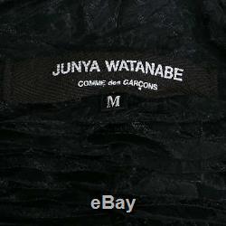 JUNYA WATANABE black sheer honeycomb ruffle collar long sleeve top M