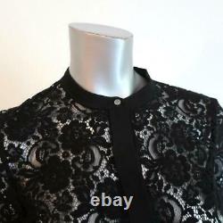 J. Crew Button Up Lace Top Black Size 2 Long Sleeve Blouse NEW