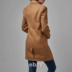 Jack Wills Womens Pimlico Wool Crombie Coat Top Jacket Long Sleeve Fold Down
