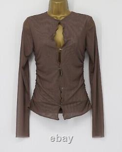 Jade Cropper Long Sleeve Gathered Womens Cardigan Top Uk 8 Brown Rrp £518 Hh