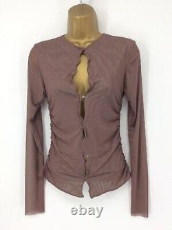 Jade Cropper Long Sleeve Gathered Womens Cardigan Top Uk 8 Brown Rrp £518 Hh