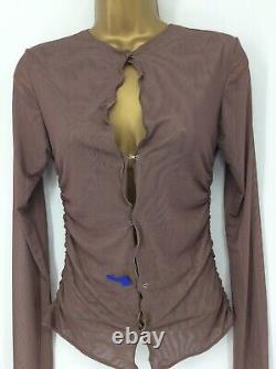 Jade Cropper Long Sleeve Gathered Womens Cardigan Top Uk 8 Brown Rrp £518 Hh