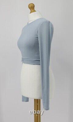 Jade Cropper Womens Cropped Jersey Long Sleeve Top Uk S Sky Blue Rrp £260 Br