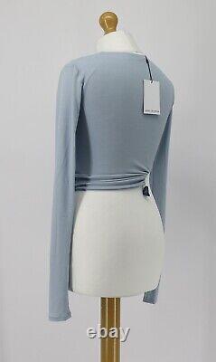 Jade Cropper Womens Cropped Jersey Long Sleeve Top Uk S Sky Blue Rrp £260 Br