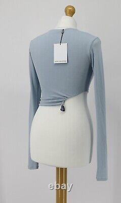 Jade Cropper Womens Cropped Jersey Long Sleeve Top Uk S Sky Blue Rrp £260 Br