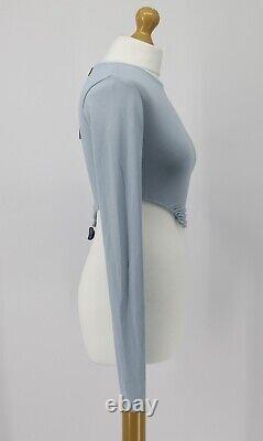 Jade Cropper Womens Cropped Jersey Long Sleeve Top Uk S Sky Blue Rrp £260 Br