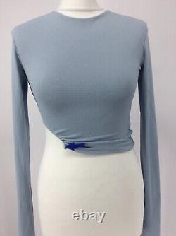 Jade Cropper Womens Cropped Jersey Long Sleeve Top Uk S Sky Blue Rrp £260 Br