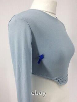 Jade Cropper Womens Cropped Jersey Long Sleeve Top Uk S Sky Blue Rrp £260 Br