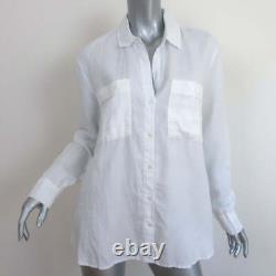 James Perse El Matador Shirt White Linen-Blend Size 3 Long Sleeve Top NEW