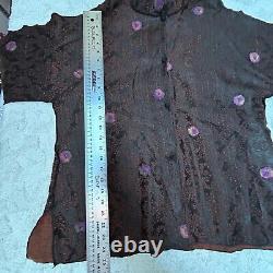 Japanese Wool Silk One Of A Kind Art To Wear Top Black Jacquard Knot Button