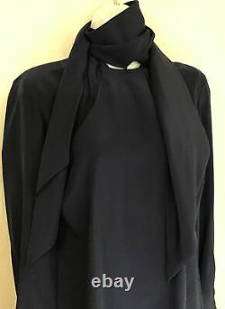 Jason Wu Collection Top Navy Blouse Wraparound Neck Tie Long Sleeve Silk Size 4