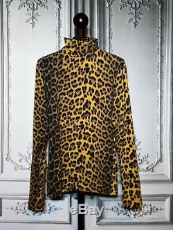 Jean Paul Gaultier 1990s High Neck Leopard Long Sleeve Top Vintage Shirt S/M