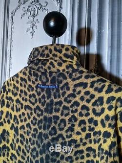 Jean Paul Gaultier 1990s High Neck Leopard Long Sleeve Top Vintage Shirt S/M