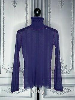 Jean Paul Gaultier 1990s Purple High Neck Long Sleeve Mesh Top FEMME