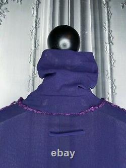 Jean Paul Gaultier 1990s Purple High Neck Long Sleeve Mesh Top FEMME