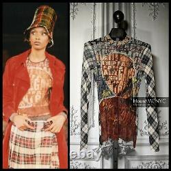 Jean Paul Gaultier FW1997 Fight Racism Mesh Top With Plaid Back 1990s