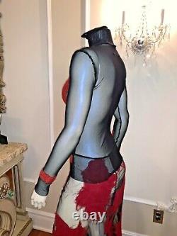Jean Paul Gaultier MESH Long Sleeve Tops for Women Pleated Sleeve top SIZE