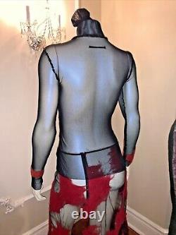 Jean Paul Gaultier MESH Long Sleeve Tops for Women Pleated Sleeve top SIZE