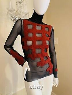 Jean Paul Gaultier MESH Long Sleeve Tops for Women Pleated Sleeve top SIZE M