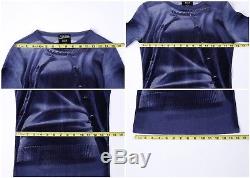 Jean Paul Gaultier Maille Femme Blue Open Cardigan Print Mesh Long Sleeve Top M