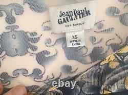 Jean Paul Gaultier Mesh Top Dragon Tattoo Print Sheer Long Sleeve Shirt Asian XS