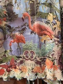 Jean Paul Gaultier Soleil Flamingo Top Blouse Stretch long sleeve size L rare