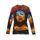 Jean-paul Gaultier Top Multicolor Face Print Mesh Long Sleeved Size S