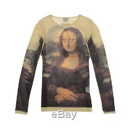 Jean-Paul Gaultier Top Multicolor Mona Lisa Print Mesh Long Sleeve Size S