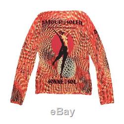 Jean-Paul Gaultier Top Orange Red Soleil Print Cowl Neck Long Sleeved Size M