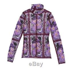 Jean-Paul Gaultier Top Purple Floral Print Long Sleeve Sheer Mesh Size M