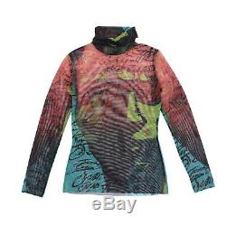 Jean-Paul Gaultier Top Red Green Multicolor Long Sleeved Mesh Roll Neck Size M