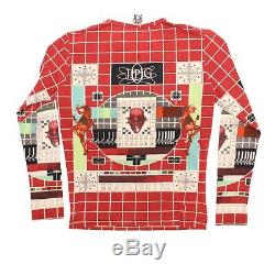 Jean-Paul Gaultier Top Red Multicolor Long Sleeved Test Card Print Size M