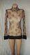 Jean Paul Gaultier Floral Tulle Turtleneck Top With Knitted Hems And Cuffs Sz L