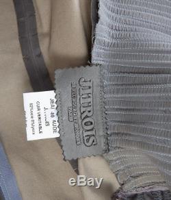 Jitrois Long Sleeve Gray Lambskin Leather Strip Masai Top sz 40 US 8 $3800