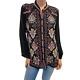 Johnny Was Bertha Blouse Black Top Button Down Shirt Long Sleeve Embroidery New