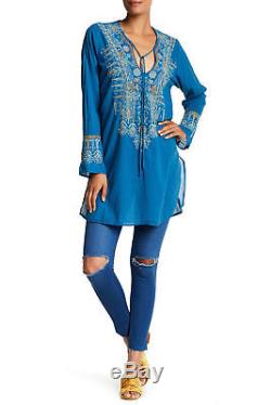 Johnny Was Biya L Palla Roomy Relaxed Fit Embroidered Long Tunic Top Long Sleeve