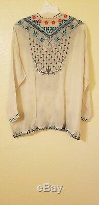 Johnny Was Cupra Rayon Long Sleeve Top Embroidered