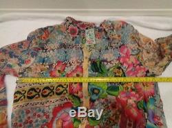Johnny Was Floral Long Sleeve Tunic Top Blouse M